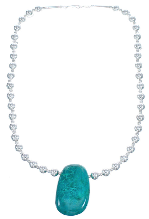 Chrysocolla Sterling Silver Bead Necklace KX120988